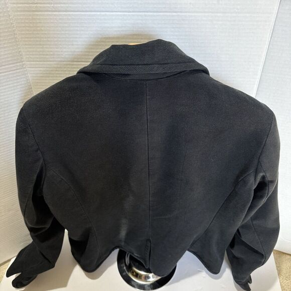 Talbots Women’s Sz 14P Black Blazer Business‎ Causal Cotton/Silk Cropped - Picture 6 of 11